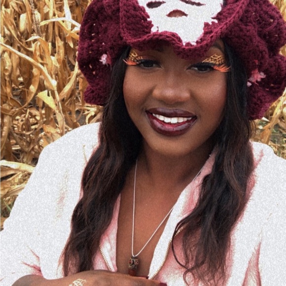 Skull Bucket Hat Granny Square Crochet Halloween themed - Picture 2 of 4